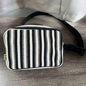 Beis Black and White Striped Crossbody/Belt Bag